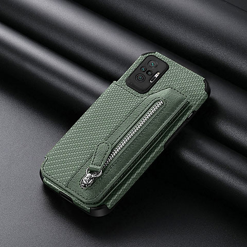 Custodia Silicone Ultra Sottile Morbida Cover con Magnetico S01D per Xiaomi Redmi Note 10 Pro 4G Verde