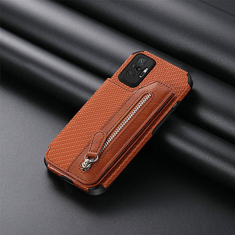 Custodia Silicone Ultra Sottile Morbida Cover con Magnetico S01D per Xiaomi Redmi Note 10 Pro Max Marrone