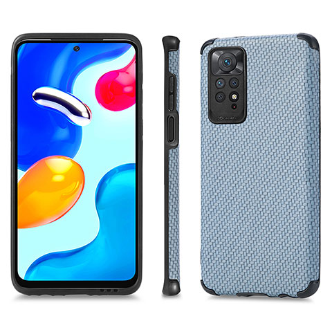 Custodia Silicone Ultra Sottile Morbida Cover con Magnetico S01D per Xiaomi Redmi Note 11 4G (2022) Blu