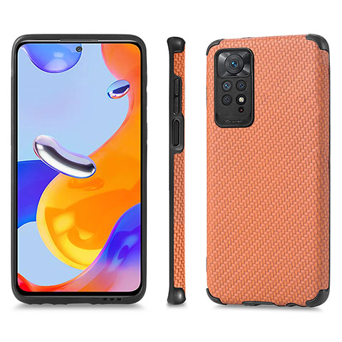 Custodia Silicone Ultra Sottile Morbida Cover con Magnetico S01D per Xiaomi Redmi Note 11 Pro 5G Marrone