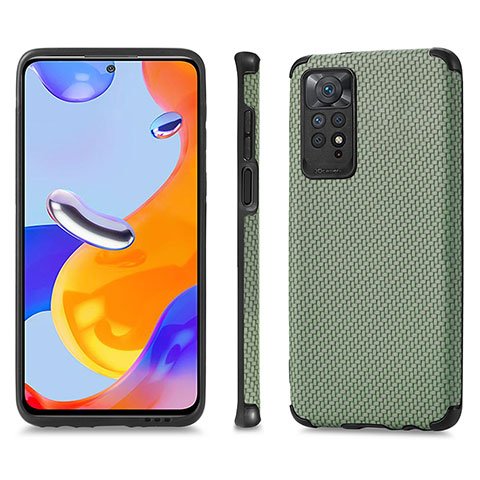 Custodia Silicone Ultra Sottile Morbida Cover con Magnetico S01D per Xiaomi Redmi Note 11 Pro 5G Verde