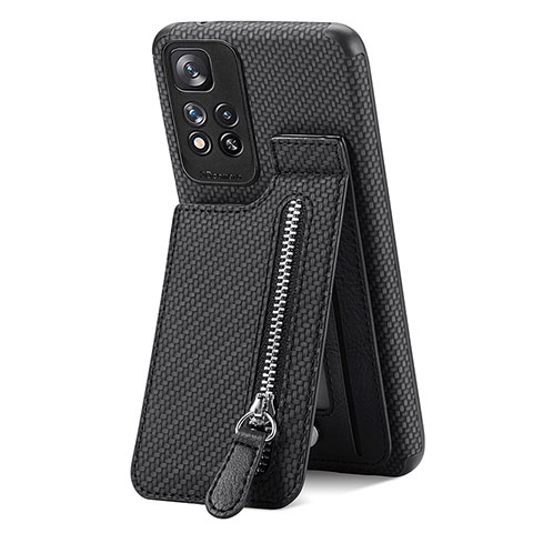 Custodia Silicone Ultra Sottile Morbida Cover con Magnetico S01D per Xiaomi Redmi Note 11 Pro+ Plus 5G Nero