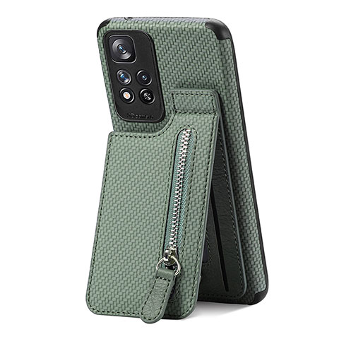 Custodia Silicone Ultra Sottile Morbida Cover con Magnetico S01D per Xiaomi Redmi Note 11 Pro+ Plus 5G Verde