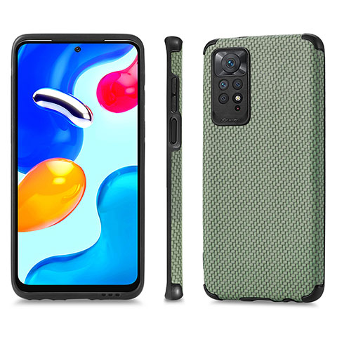 Custodia Silicone Ultra Sottile Morbida Cover con Magnetico S01D per Xiaomi Redmi Note 11S 4G Verde