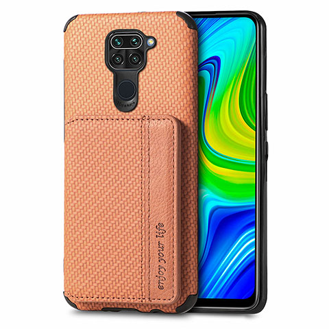 Custodia Silicone Ultra Sottile Morbida Cover con Magnetico S01D per Xiaomi Redmi Note 9 Marrone