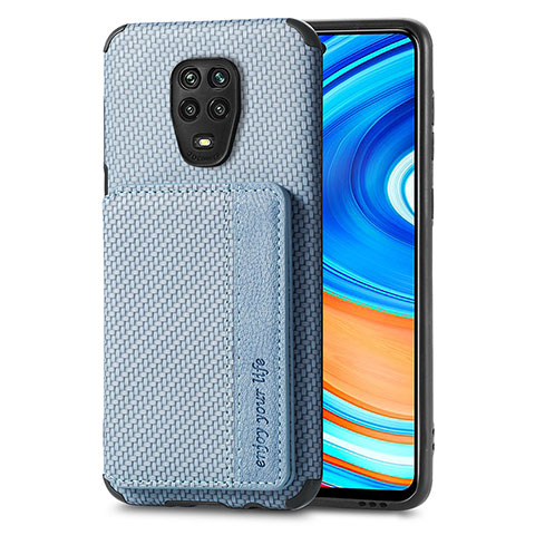 Custodia Silicone Ultra Sottile Morbida Cover con Magnetico S01D per Xiaomi Redmi Note 9 Pro Blu