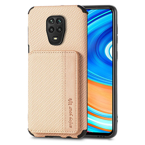 Custodia Silicone Ultra Sottile Morbida Cover con Magnetico S01D per Xiaomi Redmi Note 9 Pro Max Oro