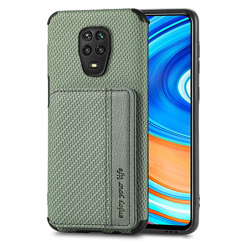 Custodia Silicone Ultra Sottile Morbida Cover con Magnetico S01D per Xiaomi Redmi Note 9 Pro Max Verde