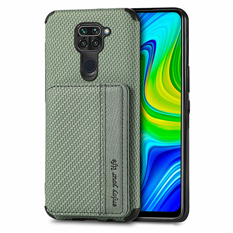 Custodia Silicone Ultra Sottile Morbida Cover con Magnetico S01D per Xiaomi Redmi Note 9 Verde