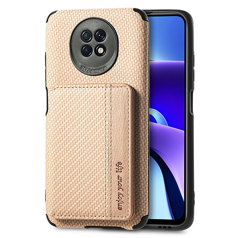 Custodia Silicone Ultra Sottile Morbida Cover con Magnetico S01D per Xiaomi Redmi Note 9T 5G Oro