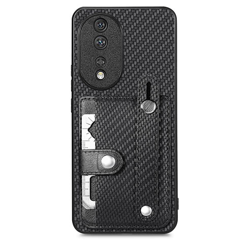 Custodia Silicone Ultra Sottile Morbida Cover con Magnetico S02D per Huawei Honor 80 5G Nero