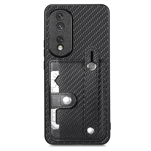 Custodia Silicone Ultra Sottile Morbida Cover con Magnetico S02D per Huawei Honor 80 Pro 5G Nero