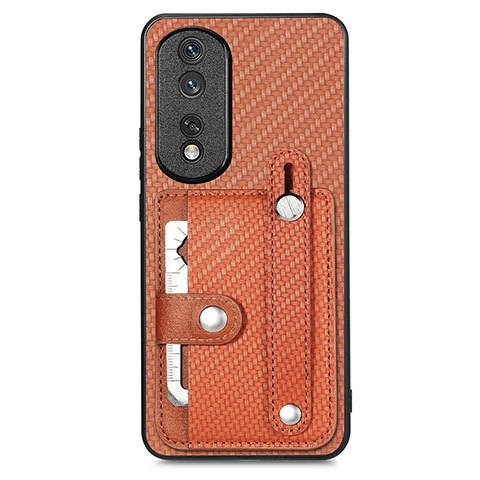 Custodia Silicone Ultra Sottile Morbida Cover con Magnetico S02D per Huawei Honor 80 Pro Flat 5G Marrone