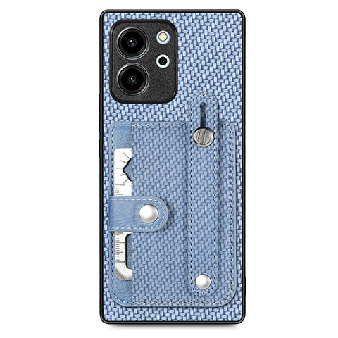 Custodia Silicone Ultra Sottile Morbida Cover con Magnetico S02D per Huawei Honor 80 SE 5G Blu