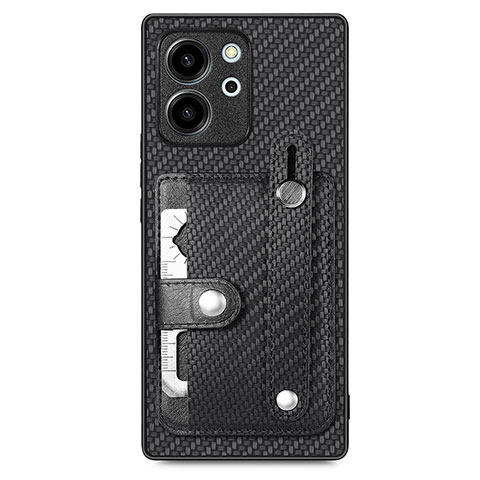 Custodia Silicone Ultra Sottile Morbida Cover con Magnetico S02D per Huawei Honor 80 SE 5G Nero