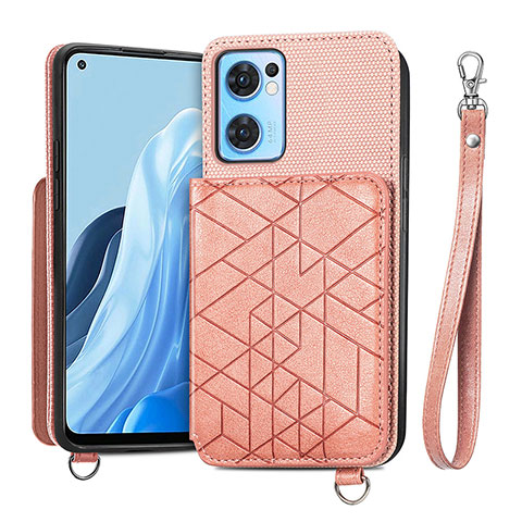 Custodia Silicone Ultra Sottile Morbida Cover con Magnetico S02D per Oppo Find X5 Lite 5G Oro Rosa