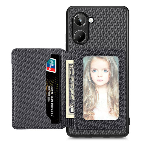 Custodia Silicone Ultra Sottile Morbida Cover con Magnetico S02D per Realme 10 4G Nero