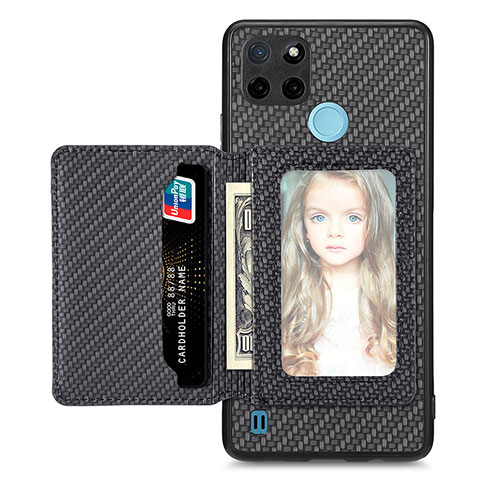 Custodia Silicone Ultra Sottile Morbida Cover con Magnetico S02D per Realme C25Y India Nero