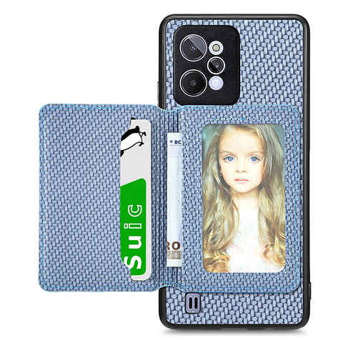 Custodia Silicone Ultra Sottile Morbida Cover con Magnetico S02D per Realme C31 Blu