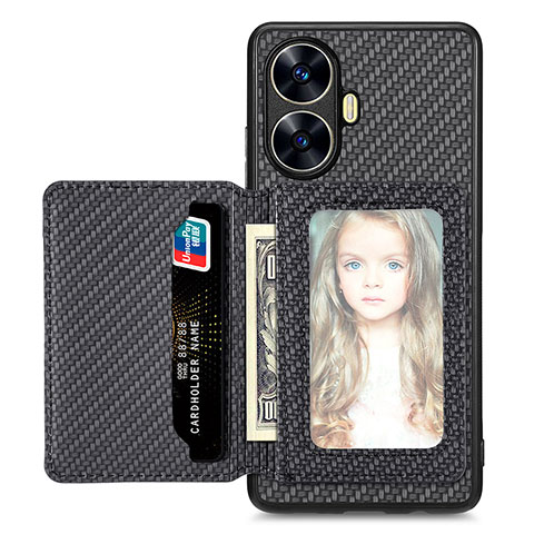 Custodia Silicone Ultra Sottile Morbida Cover con Magnetico S02D per Realme Narzo N55 Nero