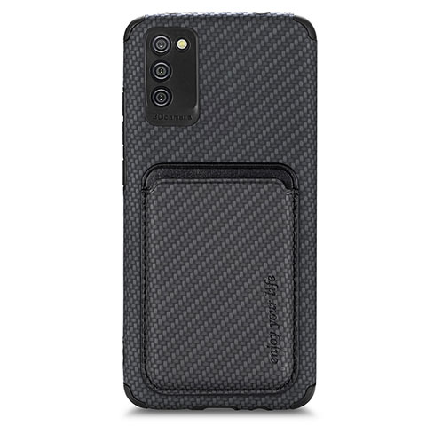 Custodia Silicone Ultra Sottile Morbida Cover con Magnetico S02D per Samsung Galaxy A03s Nero