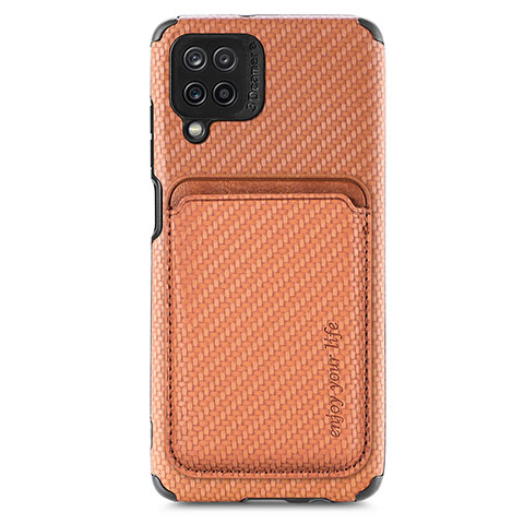 Custodia Silicone Ultra Sottile Morbida Cover con Magnetico S02D per Samsung Galaxy A12 5G Marrone