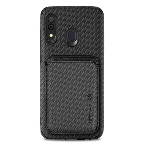 Custodia Silicone Ultra Sottile Morbida Cover con Magnetico S02D per Samsung Galaxy A20 Nero