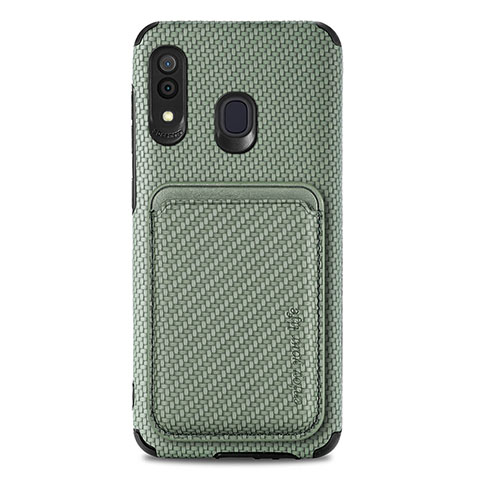 Custodia Silicone Ultra Sottile Morbida Cover con Magnetico S02D per Samsung Galaxy A20 Verde