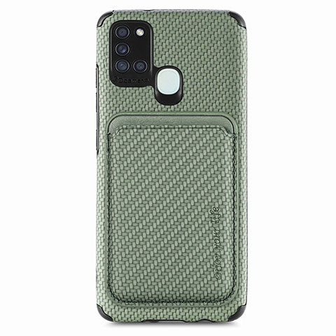 Custodia Silicone Ultra Sottile Morbida Cover con Magnetico S02D per Samsung Galaxy A21s Verde