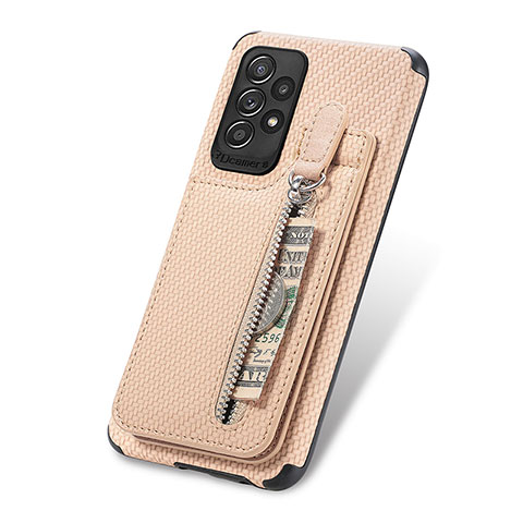 Custodia Silicone Ultra Sottile Morbida Cover con Magnetico S02D per Samsung Galaxy A52s 5G Oro