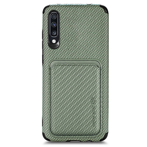 Custodia Silicone Ultra Sottile Morbida Cover con Magnetico S02D per Samsung Galaxy A70S Verde