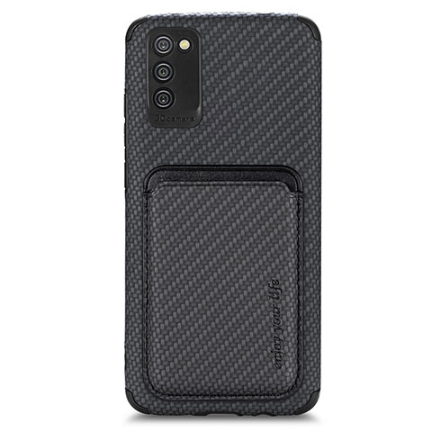 Custodia Silicone Ultra Sottile Morbida Cover con Magnetico S02D per Samsung Galaxy F02S SM-E025F Nero