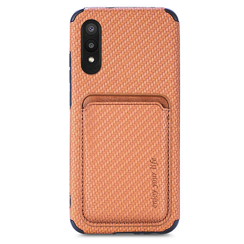 Custodia Silicone Ultra Sottile Morbida Cover con Magnetico S02D per Samsung Galaxy M02 Marrone