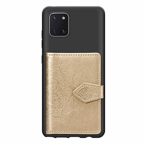 Custodia Silicone Ultra Sottile Morbida Cover con Magnetico S02D per Samsung Galaxy Note 10 Lite Oro