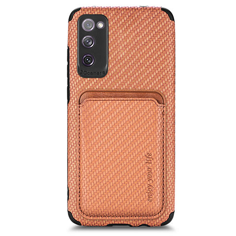 Custodia Silicone Ultra Sottile Morbida Cover con Magnetico S02D per Samsung Galaxy S20 FE (2022) 5G Marrone