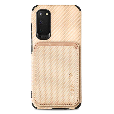 Custodia Silicone Ultra Sottile Morbida Cover con Magnetico S02D per Samsung Galaxy S20 Oro