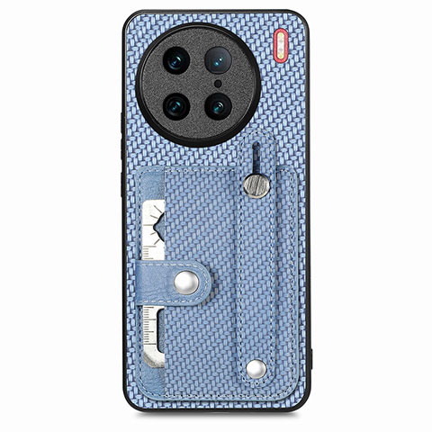 Custodia Silicone Ultra Sottile Morbida Cover con Magnetico S02D per Vivo X90 Pro 5G Blu