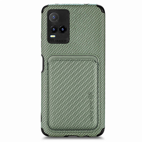 Custodia Silicone Ultra Sottile Morbida Cover con Magnetico S02D per Vivo Y21 Verde