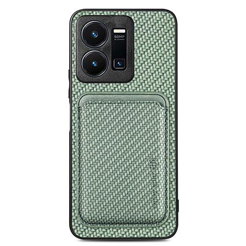 Custodia Silicone Ultra Sottile Morbida Cover con Magnetico S02D per Vivo Y35 4G Verde