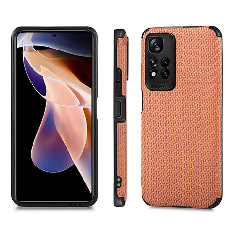 Custodia Silicone Ultra Sottile Morbida Cover con Magnetico S02D per Xiaomi Mi 11i 5G (2022) Marrone