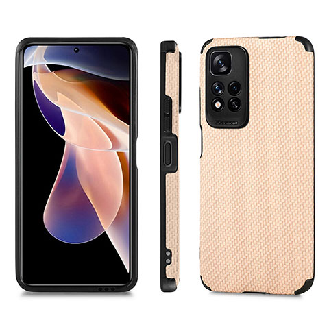 Custodia Silicone Ultra Sottile Morbida Cover con Magnetico S02D per Xiaomi Mi 11i 5G (2022) Oro