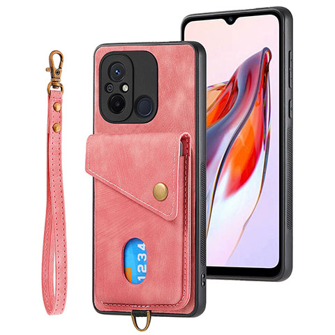 Custodia Silicone Ultra Sottile Morbida Cover con Magnetico S02D per Xiaomi Poco C55 Oro Rosa