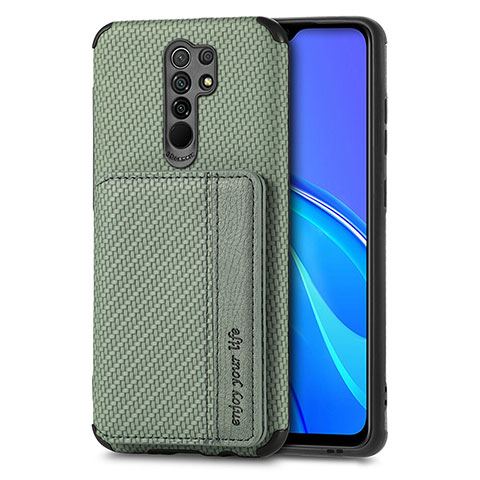 Custodia Silicone Ultra Sottile Morbida Cover con Magnetico S02D per Xiaomi Poco M2 Verde