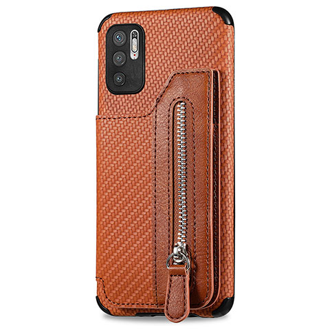 Custodia Silicone Ultra Sottile Morbida Cover con Magnetico S02D per Xiaomi POCO M3 Pro 5G Marrone