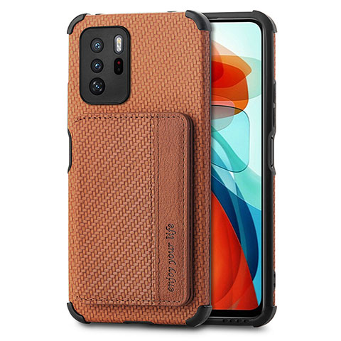 Custodia Silicone Ultra Sottile Morbida Cover con Magnetico S02D per Xiaomi Poco X3 GT 5G Marrone