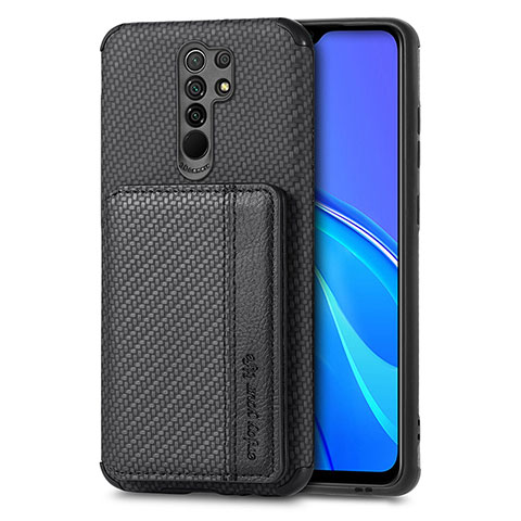 Custodia Silicone Ultra Sottile Morbida Cover con Magnetico S02D per Xiaomi Redmi 9 Nero