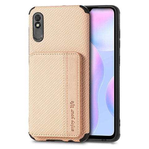 Custodia Silicone Ultra Sottile Morbida Cover con Magnetico S02D per Xiaomi Redmi 9AT Oro