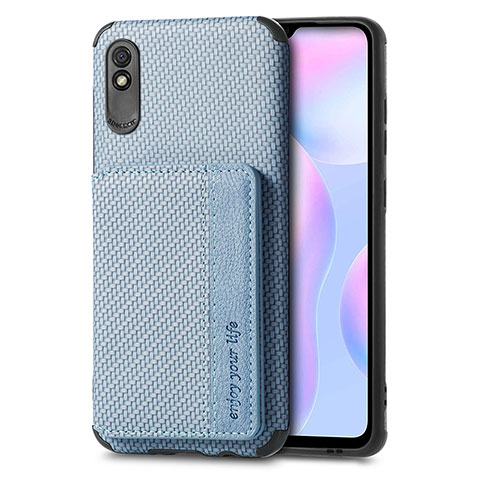 Custodia Silicone Ultra Sottile Morbida Cover con Magnetico S02D per Xiaomi Redmi 9i Blu