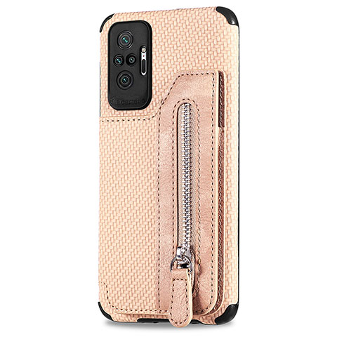 Custodia Silicone Ultra Sottile Morbida Cover con Magnetico S02D per Xiaomi Redmi Note 10 Pro Max Oro