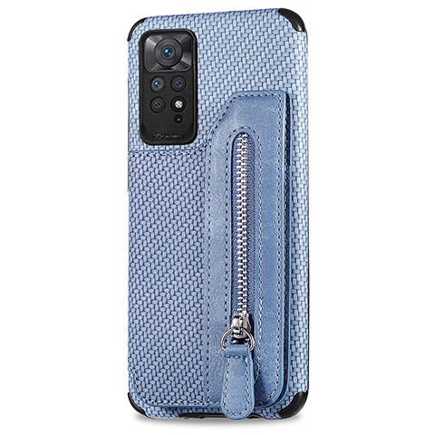 Custodia Silicone Ultra Sottile Morbida Cover con Magnetico S02D per Xiaomi Redmi Note 11 4G (2022) Blu